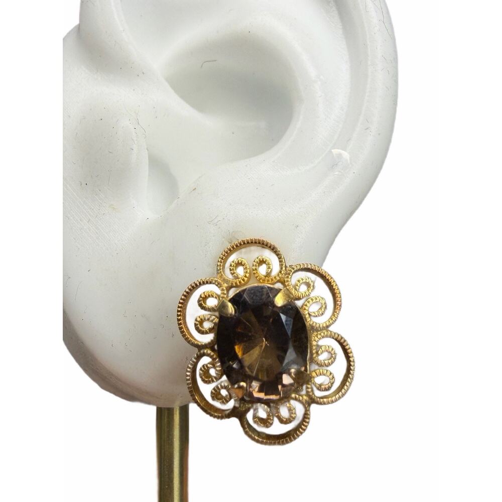 1950s Winard 1/20 12k Gold Fill Smoky/champagne Topaz Clip On Earrings